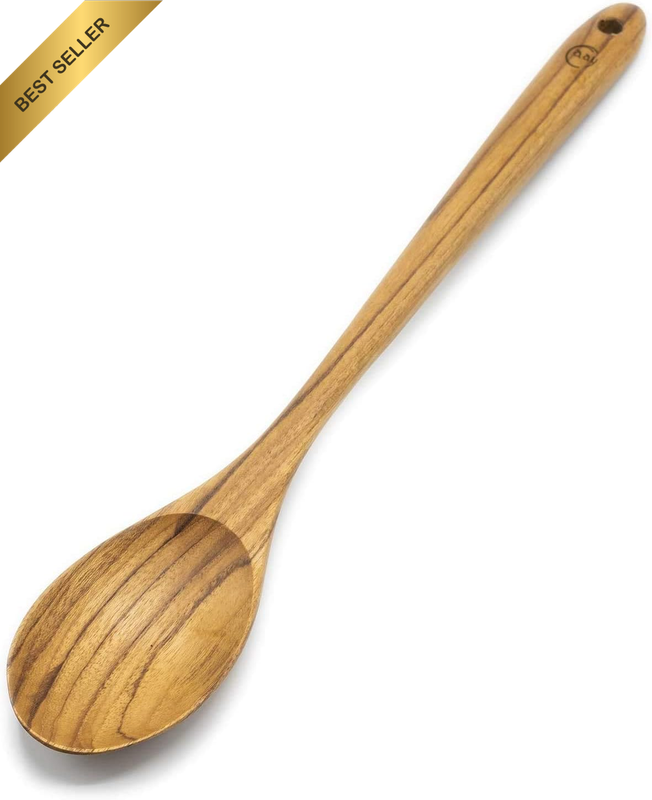 35Cm Premium Teak Wood Spoon, Cooking Spoon, Mixing Spoon Durable, Natural, Non