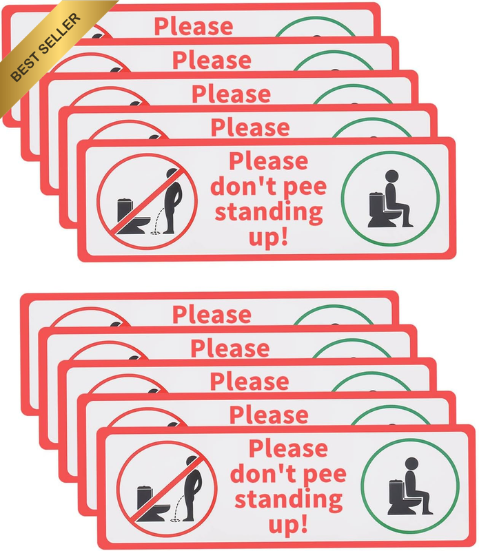 10Pcs 15X5Cm PVC Adhesive Sticker Toilet Please Don'T Pee Standing up Reminder S