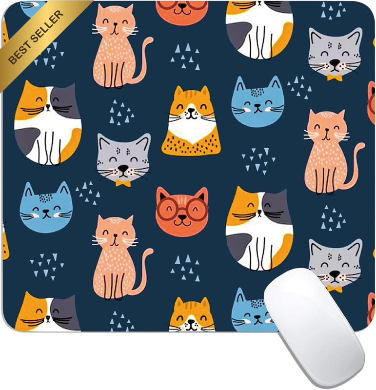 Colorful Cat Mouse Pad Cat Lover Gift Cat Owner Gift (Colorful Cat Mouse Pad)