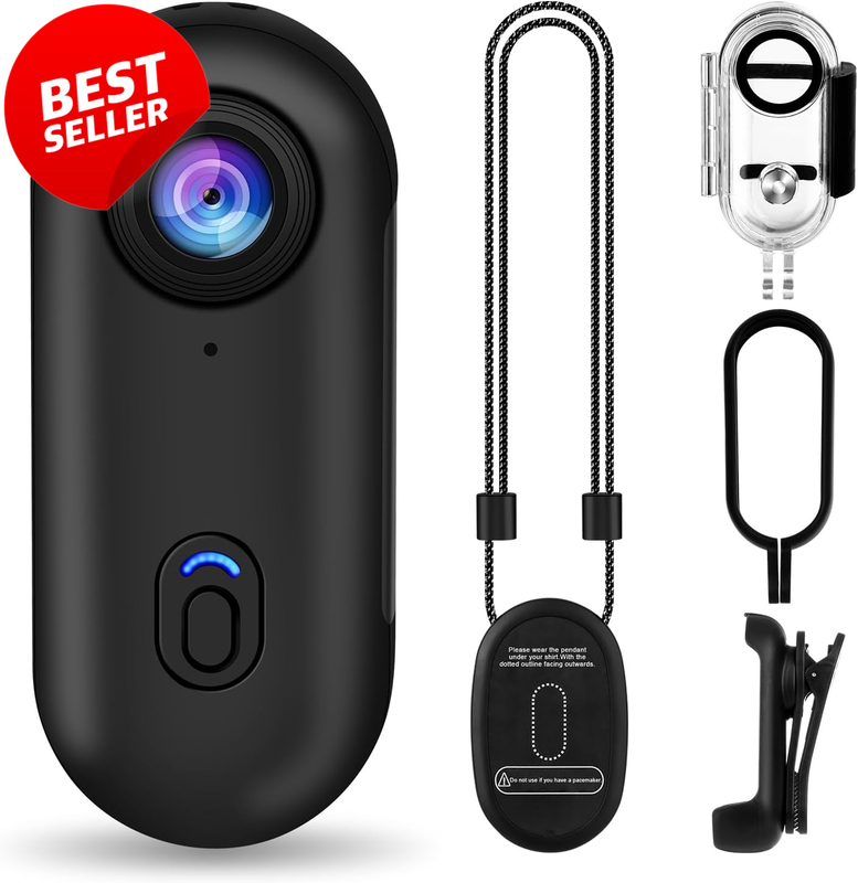 I3 4K Thumb Action Camera Mini Clip Mount POV Helmet Cam 64GB Black - US