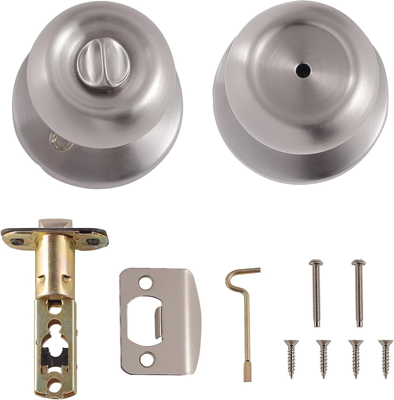 Privacy Door Knob With Lock, Coastal, Satin Nickel
