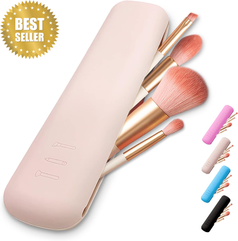 Silicon Make up Brushes Holder - Portable Travel Makeup Brush Case Organizer, Co