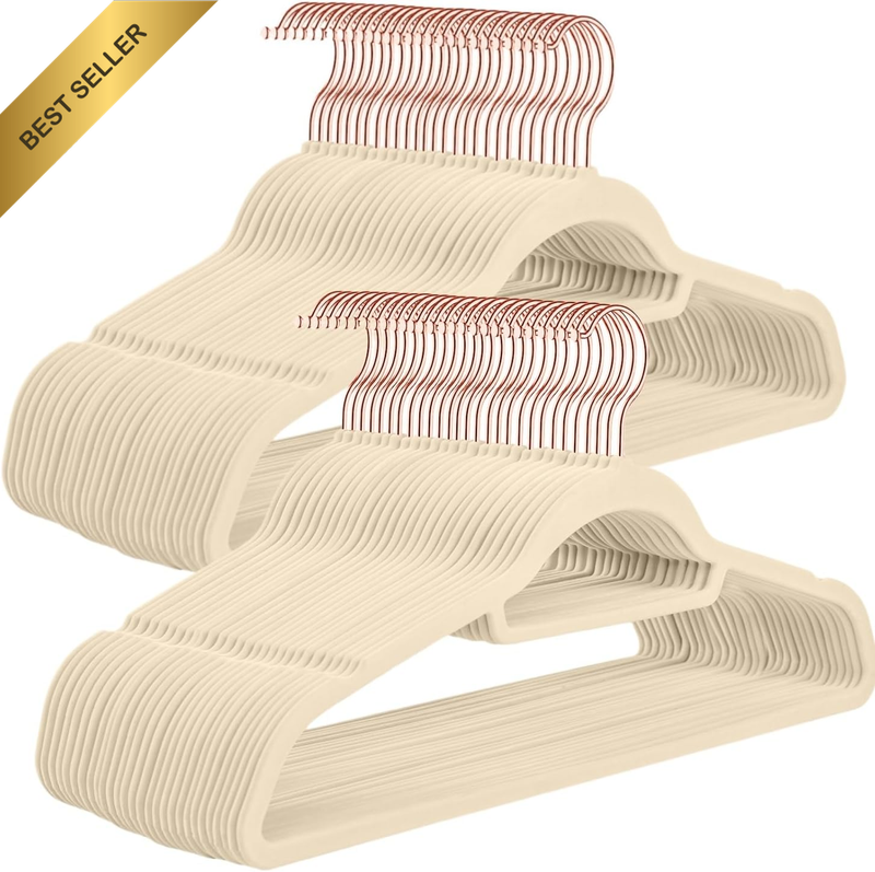 50 Velvet Hangers Rose Gold Swivel Hook Non-Slip Space-Saving
