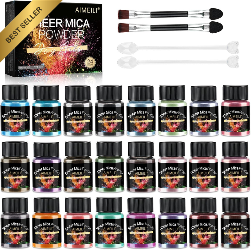 Mica Powder for Epoxy Resin, Vegan, Cruelty Free, 24 Colors Pigment Powder for D