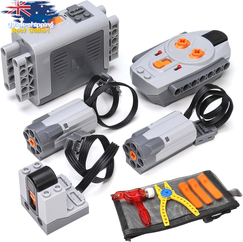 Power Function Motor Kit - AA Battery Case, 2 Motors, Remote, Receiver, Parts