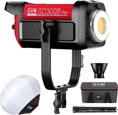 GVM 300W Photography Lighting Bi-Color Video Light with Bowens Mount Lantern Sof
