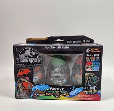 Jurassic World Captivz Color Change Dinosaurs In Slime - (3) Pack **NEW**