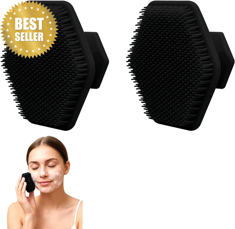 2-Pack Silicone Face Scrubber – Gentle Exfoliating Facial Cleansing Brush for Al