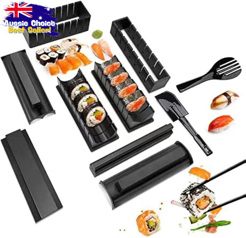 Sushi Making Kit 10-Pc Set, DIY Rice Roll Mold Tools, Beginner Friendly