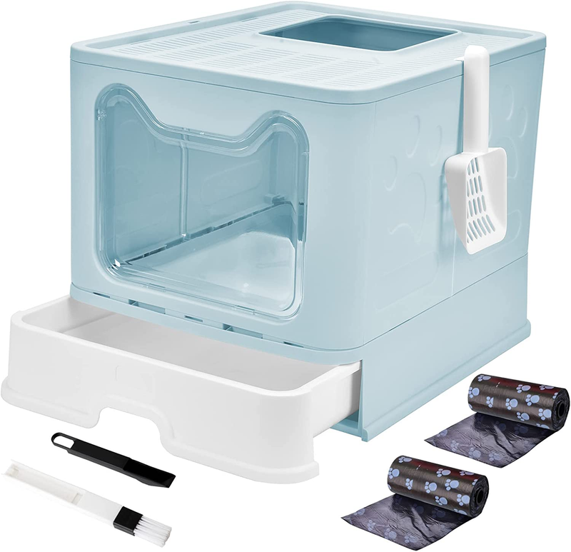 Foldable Portable Cat Litter Pan With Lid,top Entry Litter Box La