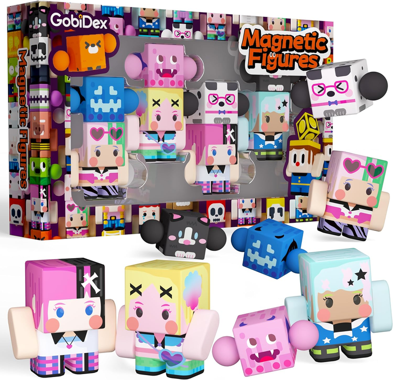 8PCS Magnetic Figures Playset Travel STEM Toys for Kids Toddle...