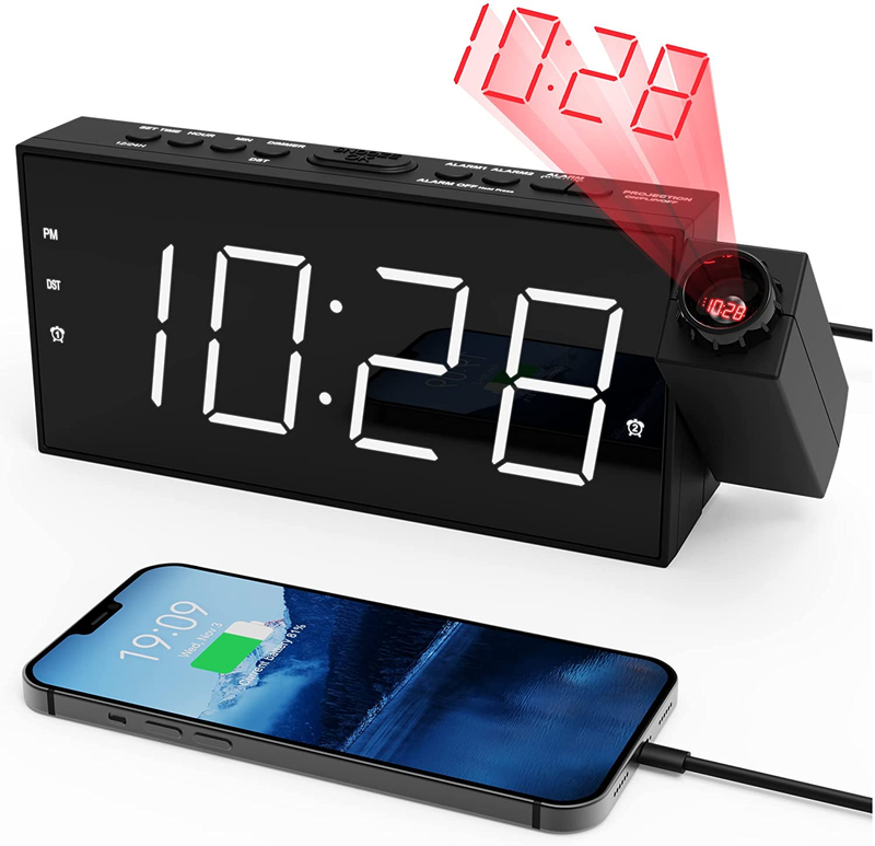 On Ceiling, Led Large Display,180° Loud Alarm Clock