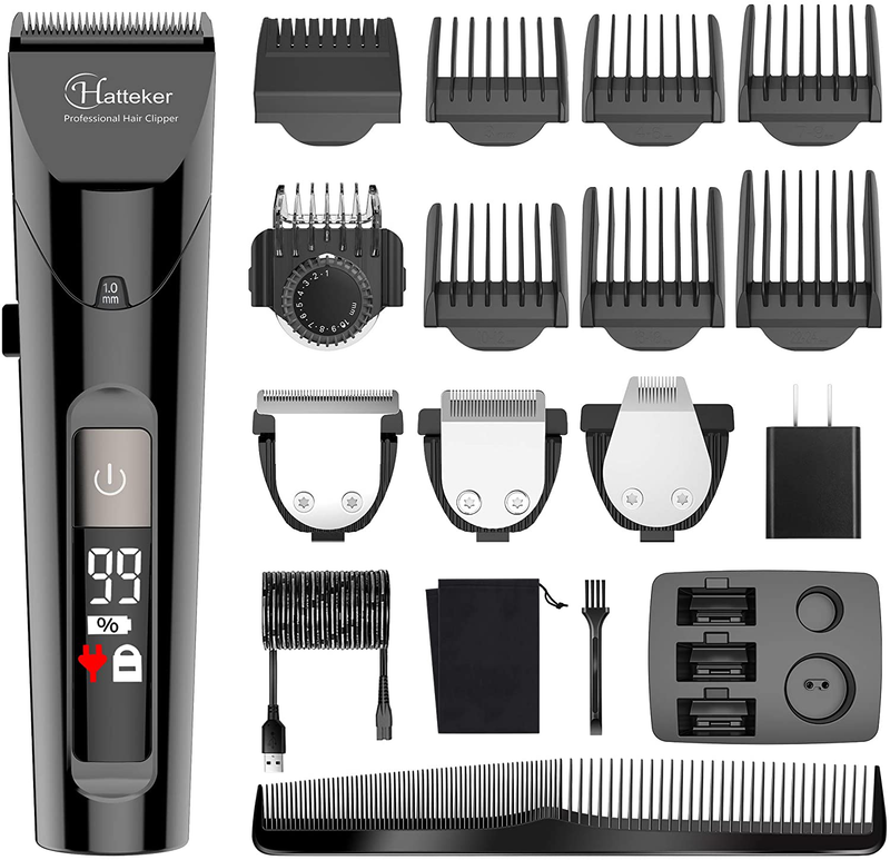 Hatteker Mens Hair Clipper Beard Trimmer Cordless Precision Trimmer Waterproof