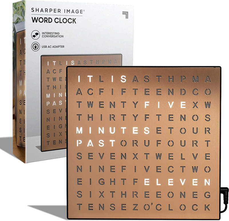 SHARPER IMAGE&reg; LED Light-Up Word Clock, 7.75" Modern Design, Electronic Accent W