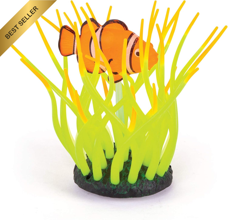 Sea Anemone with Clown Fish Silicone Aquarium Plant | Small