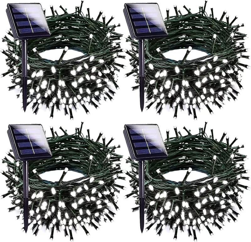 4Pk Cool White Solar Christmas Lights Outdoor Waterproof, 40
