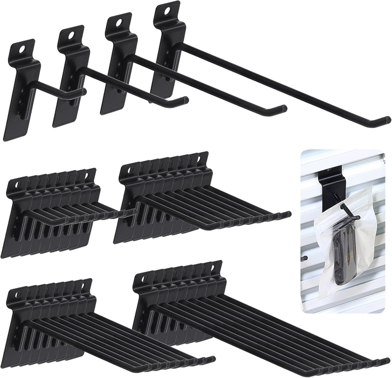 32Pcs Slatwall Hooks Assortment Set 2/4/6/8 Inch Slat Wall Shelf Brackets Hangin
