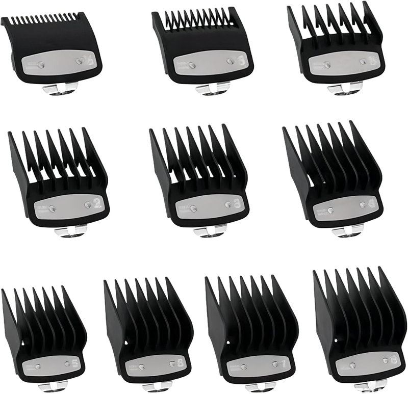 10 Pcs Clipper Guards with Metal Clip, Professional Hair Cutting Guides Compatib