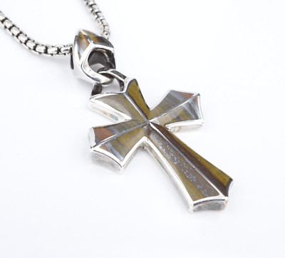 Stephen Webster Rayman Inlay Cross Pendant Necklace Sterling Silver 20'' NS2202