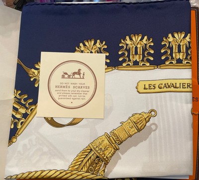Vintage HERMES Scarf  Les Cavalier D Or  Large Size New