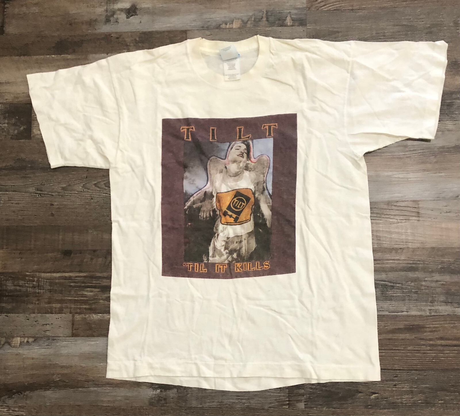 Vintage TILT Mens XL'Till It Kills White Punk Rock Band T