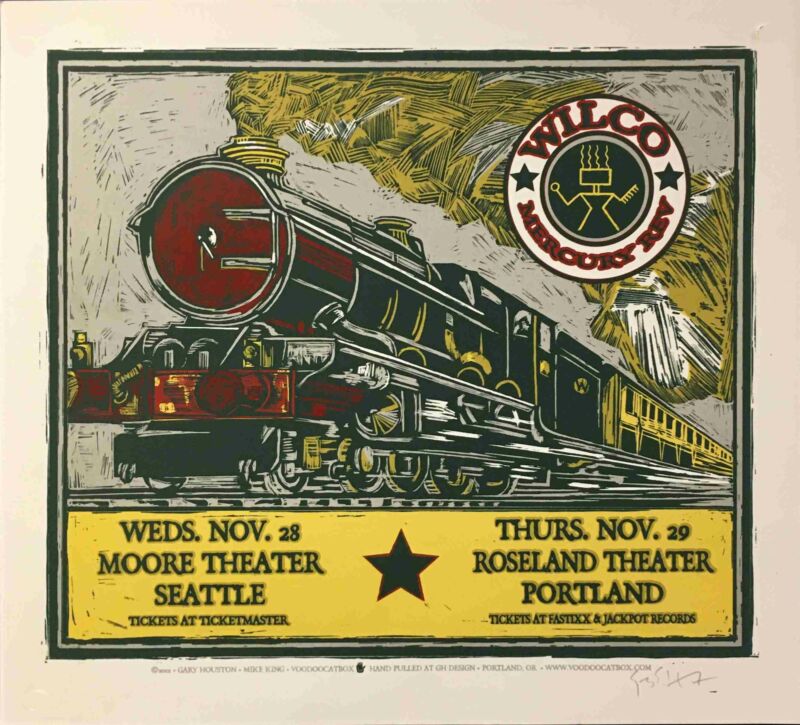 WILCO Poster Mercury Rev Rare 2001 Moore Theater/Roseland SN Gary Houston COA