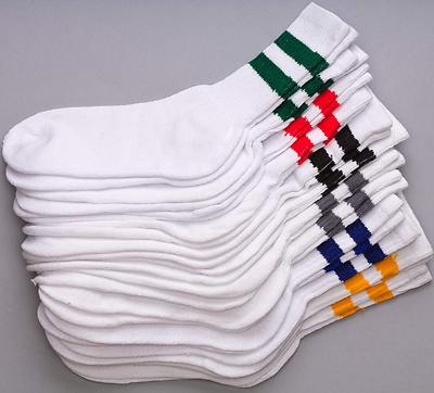 12 Pairs 1 Dozen Old School Striped Crew Socks Retro Athletic Casual Classic