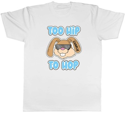 Personalised Funny Easter Mens T-Shirt Too Hip to Hop Rabbit Bunny Unisex Gift