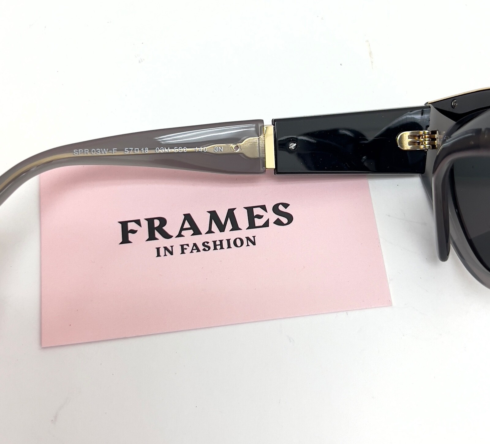 Pre-owned Prada Symbole Black Gray Triangle Pr03ws 03w Cat Eye Fashion Sunglasses 55mm
