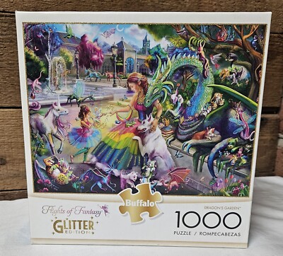 Buffalo Games Flights of Fantasy 'Dragon's Garden' Glitter Edition NEW