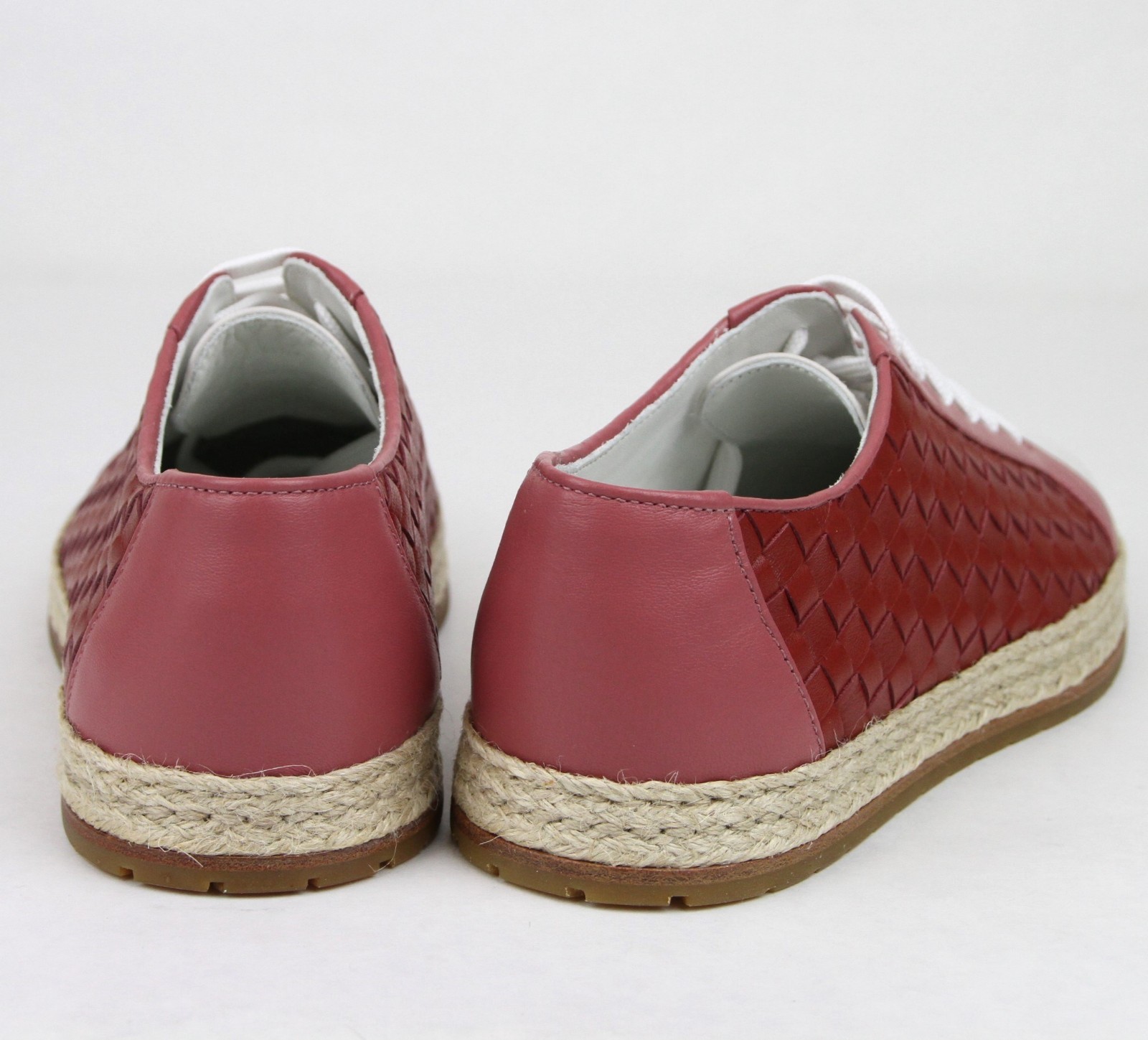 Pre-owned Bottega Veneta $680  Women's Pink/red Leather Sneakers It 36.5/us 6.5 451689 5768