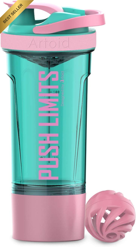 Inspirational Fitness Workout Sports Protein Shaker Bottle 24-Ounce, Dual Mixing