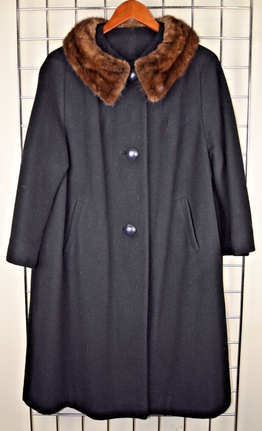 French Vintage wool×cashmere Coat 100% Cashmere Vintage Swing Coat With Fur Collar Tan Begie