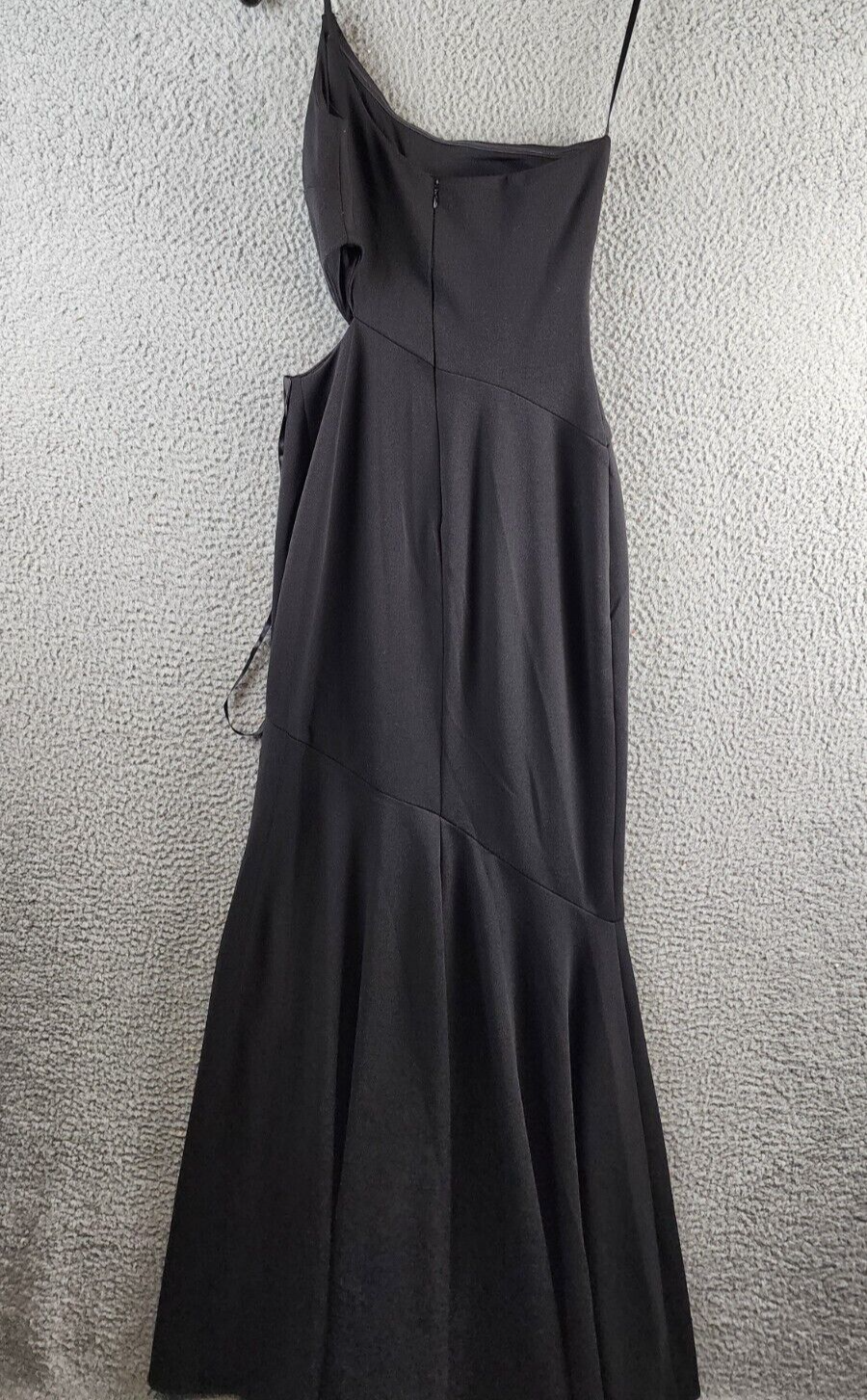 AQUA Scuba Crepe One-Shoulder Dress Women's 2 Black Cutout Side Back Zip Closure - Picture 11 of 13