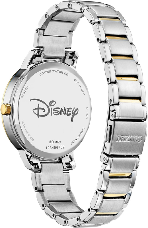 Pre-owned Citizen Eco-drive Ladies' Mickey Mouse Crystal Watch, Two Tone Gold Stainless St