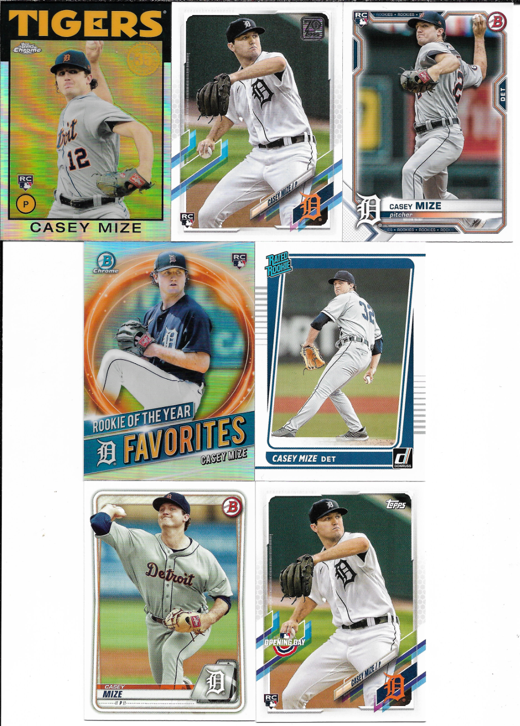 Casey Mize 7 Card Rookie Lot with 2021 Topps Chrome '86 Retro