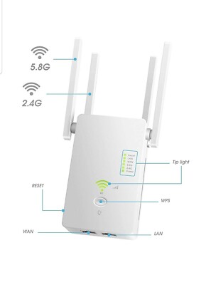 AC1200 WiFi Range Extender |Repeater| 2.4+5Ghz Dual Band Wi-Fi Amplifier 