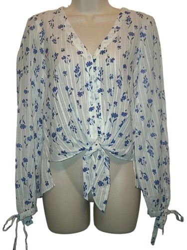 トップス Blue Parker $238 NWT PARKER SzXS TIE FRONT FLORAL PRINT OFF THE SHOULDER