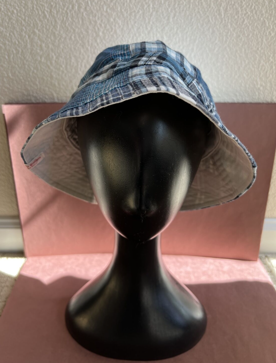 Vintage Brooks Brothers REVERSIBLE  Bucket Cap Blue Plaid/Khaki