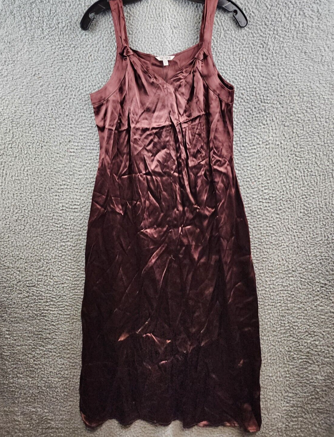 NIC+ZOE Midi Slip Dress Women's Small Redwood Solid V-Neck Sleeveless Pullover - Picture 2 of 13