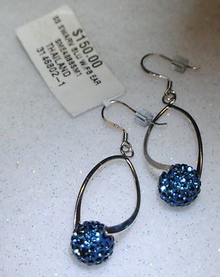 Illuminate Swarovski Crystal Blue Twisted Drop 925 Sterling  NWT Retail $150