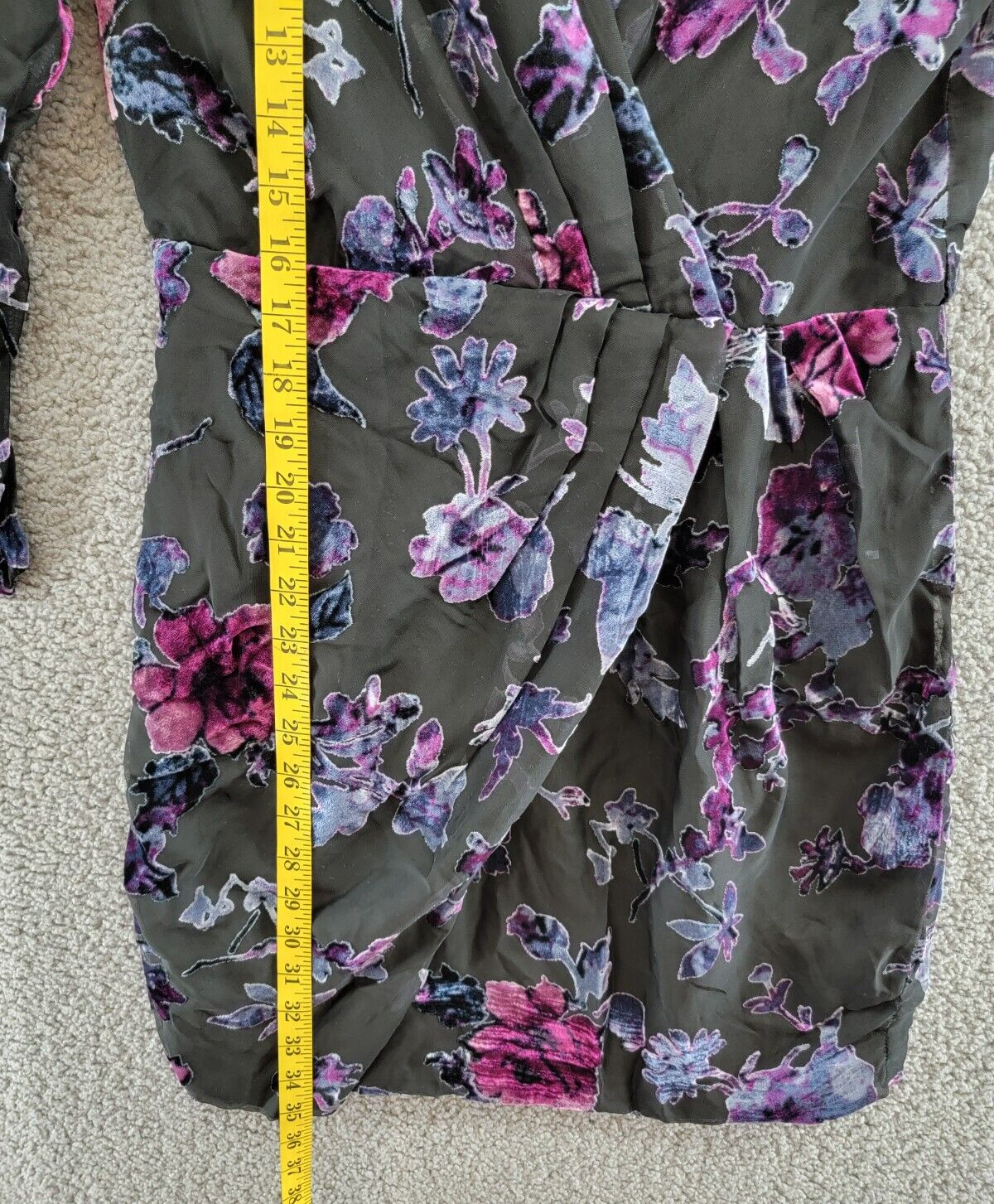 AQUA Floral Velvet Burnout Mini Dress Women's M Black Multi Back Zip Closure - Picture 8 of 16