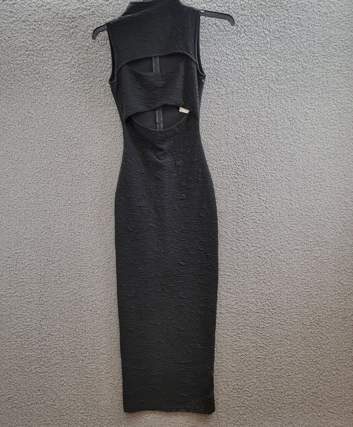 Good American Wide Scrunchie Maxi Dress Women's XS Black Mock Neck Back Zip - Picture 2 of 16