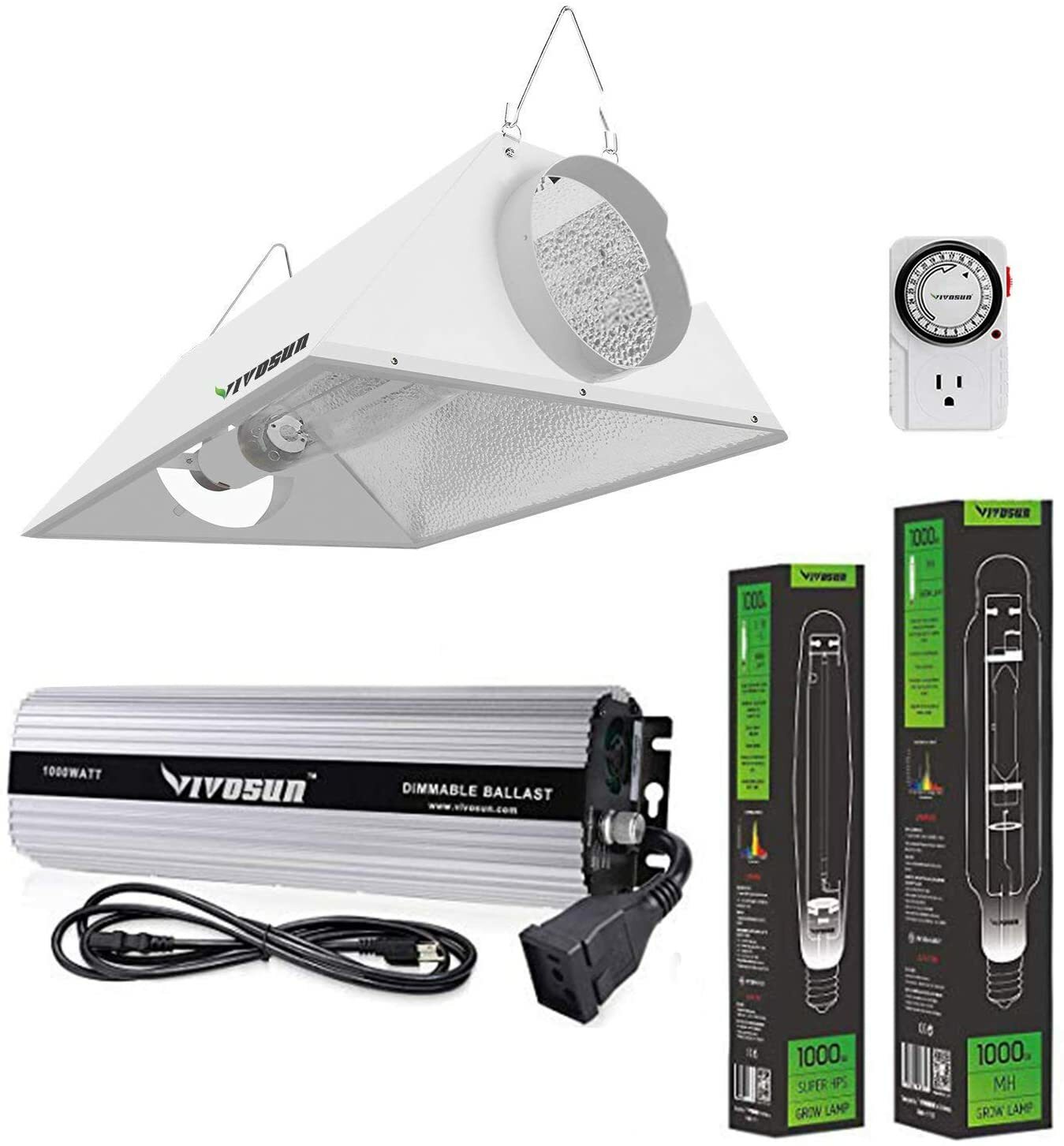 VIVOSUN 400/600/1000W Grow Light System HPS/MH Ballast Air ...