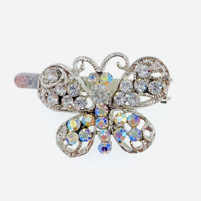 USA Butterfly Magnet Hair Clip Hairpin  Rhinestone Crystal Barrette Silver