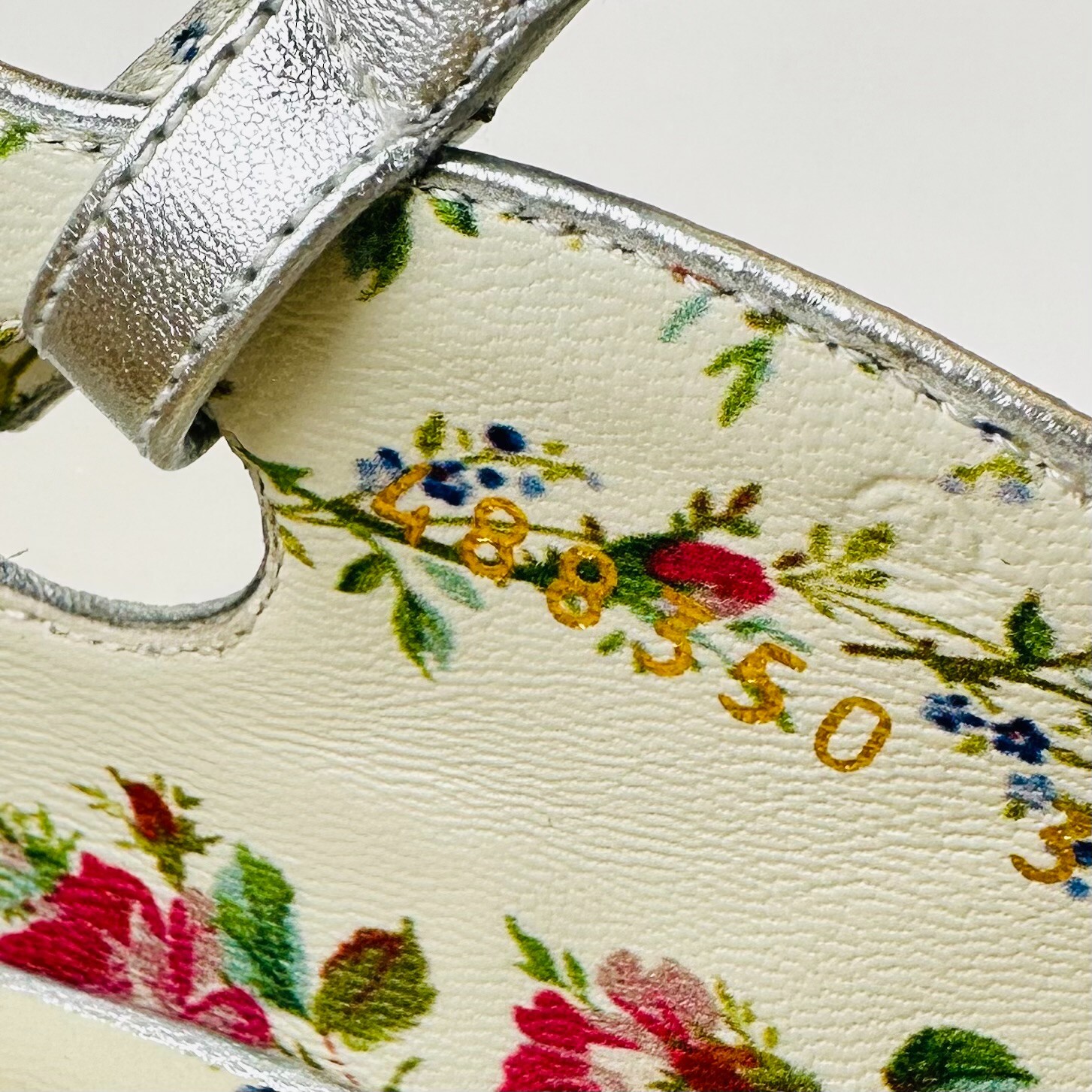 Pre-owned Gucci Gold Leather Platform Open Toe Heel W/red Gem It 38.5/us 8.5 488350 8166