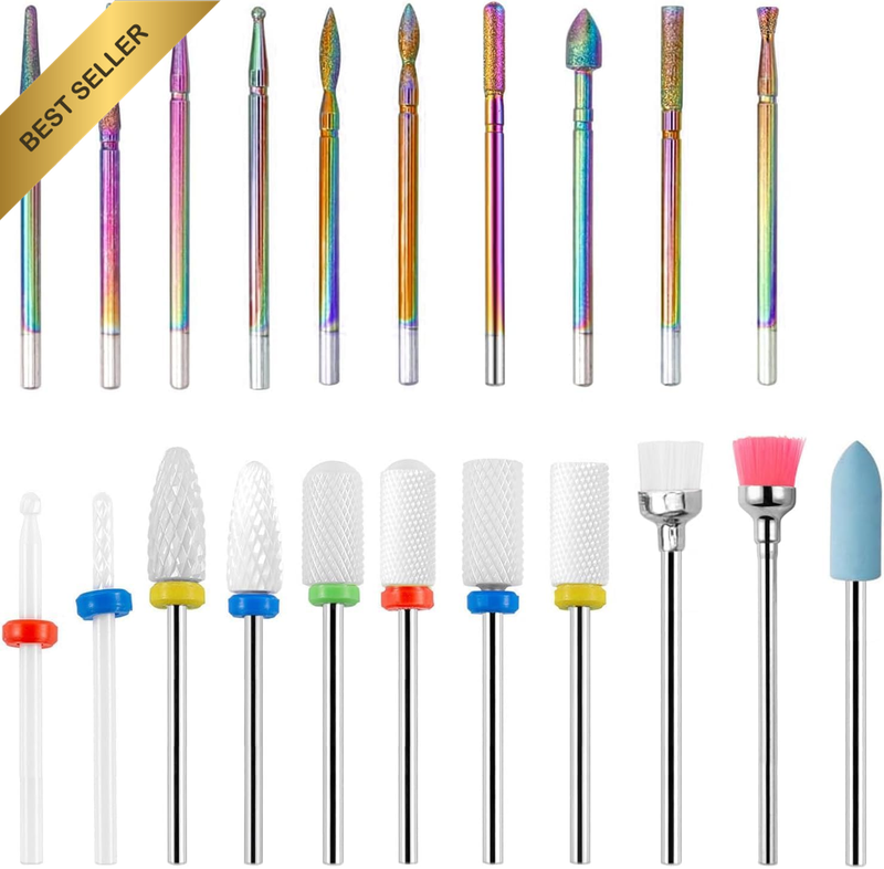 21Pcs Nail Drill Bits, 2.35Mm Shank Carbide Drill Bits for Nails, Nail Bits for
