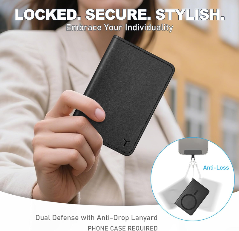 Magnetic Wallet with 6 Card Holders, RFID Blocking [Clear ID Window] PU Leather