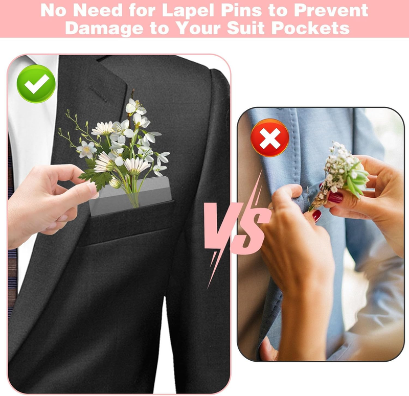 20Pcs Pocket Boutonniere Plastic Sleeve, Pocket Boutonniere Holder, Clear Sleeve