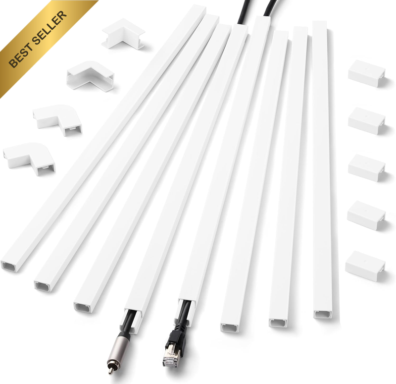 Cord Hider Wall for One Cord, 136In Cord Covers for Wires on Wall, Easy Install